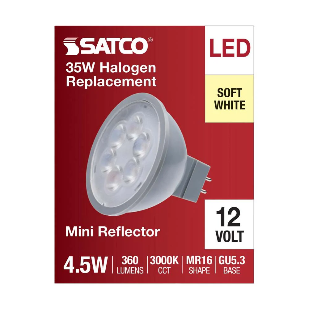 4.5W  12v MR16 LED 3000K Flood 40d 360LM GU5.3 Base Silver Finish Bulb - Image 4