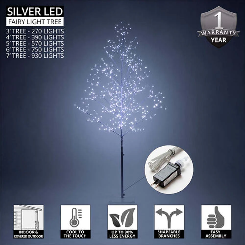 4-ft. Silver Fairy Light Tree, Cool White LED - Image 8