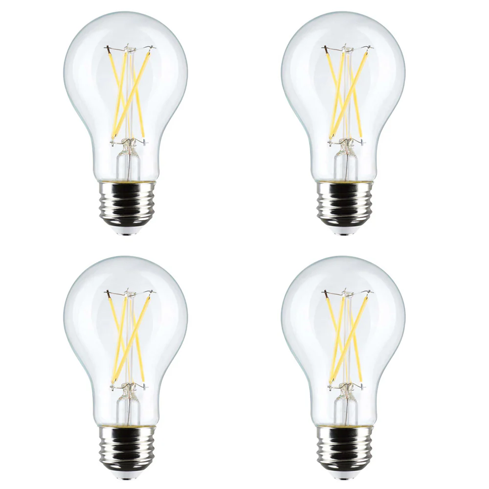 4Pk - 8W A19 LED Clear Soft White 3000K Medium Base 120v - 60W equiv