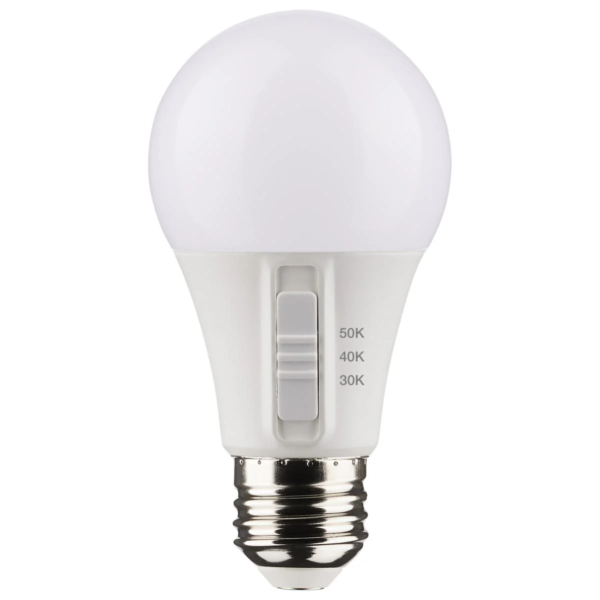 4Pk - Satco 6w A19 LED 120v CCT Selectable 90 CRI White Finish Bulb