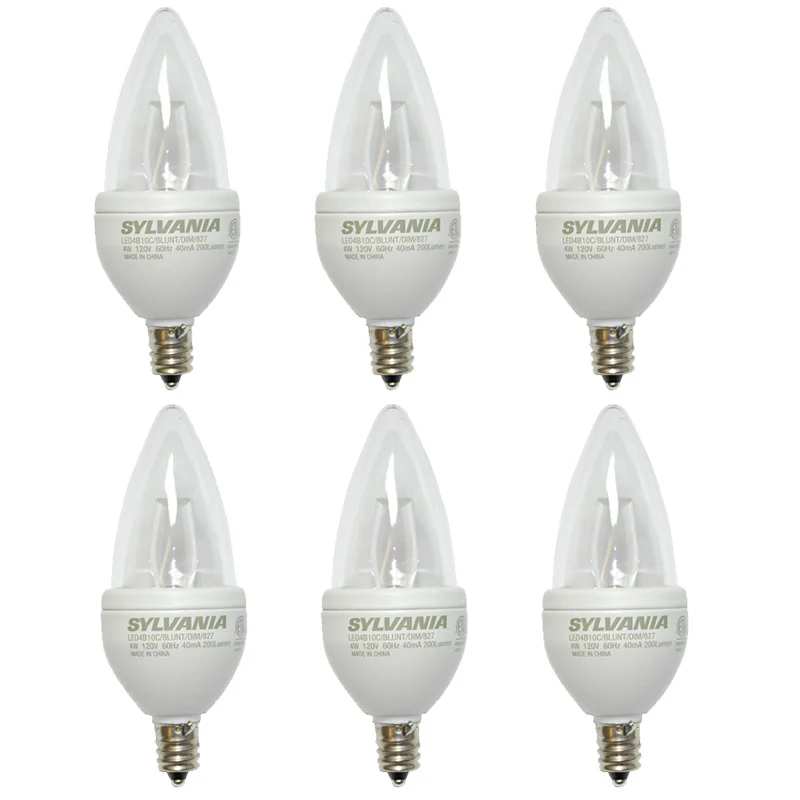 4w B10 Blunt Tip Dimmable LED - Sylvania Candelabra base 2700K