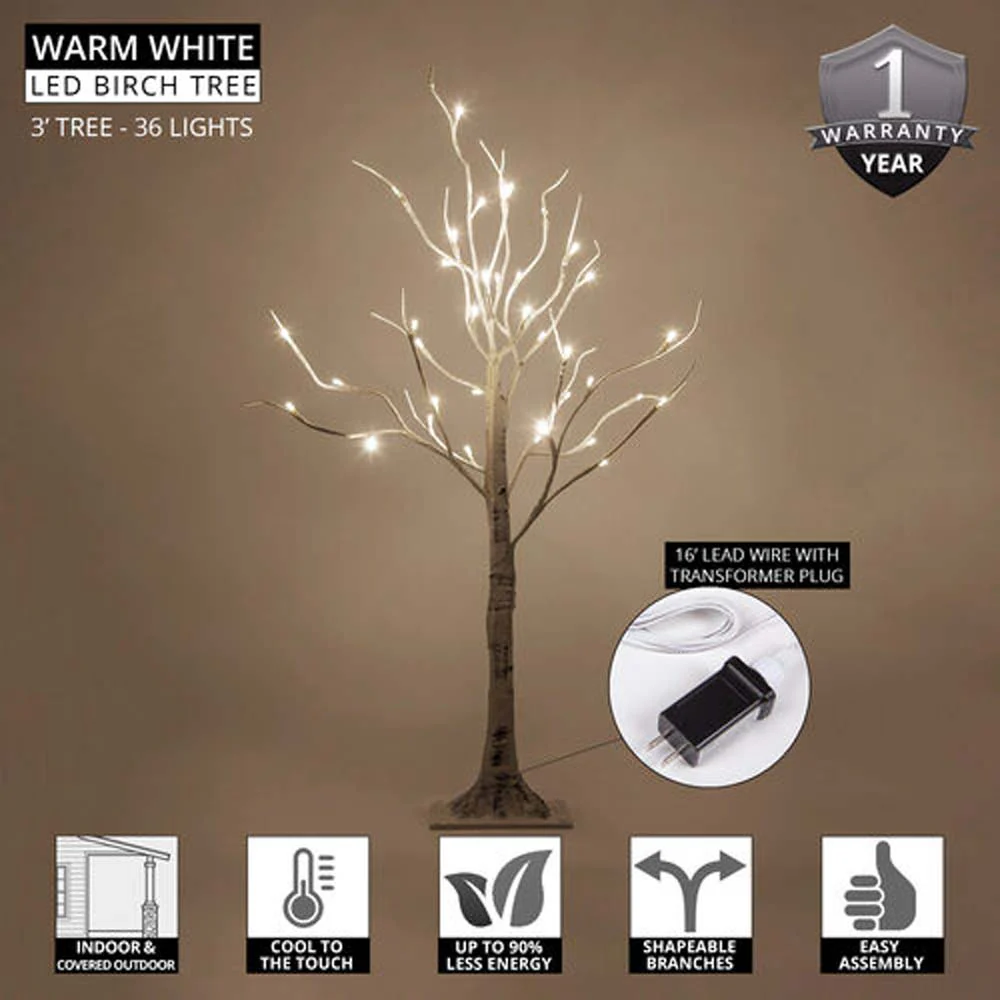5-ft. Warm White LED Birch Tree - Image 2