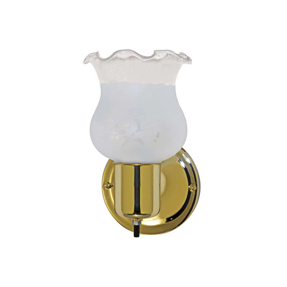 5-in Vanity w/ Frosted Grape Shade & On/Off Switch Polished Brass Finish