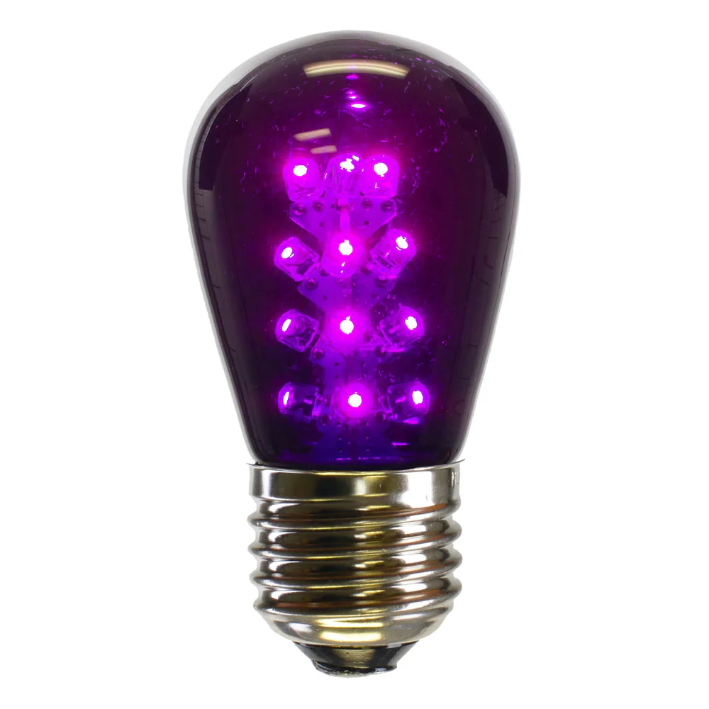 5Pk - Vickerman 1.3w 130v E26 S14 LED Purple Transp Plastic Christmas Light Bulb