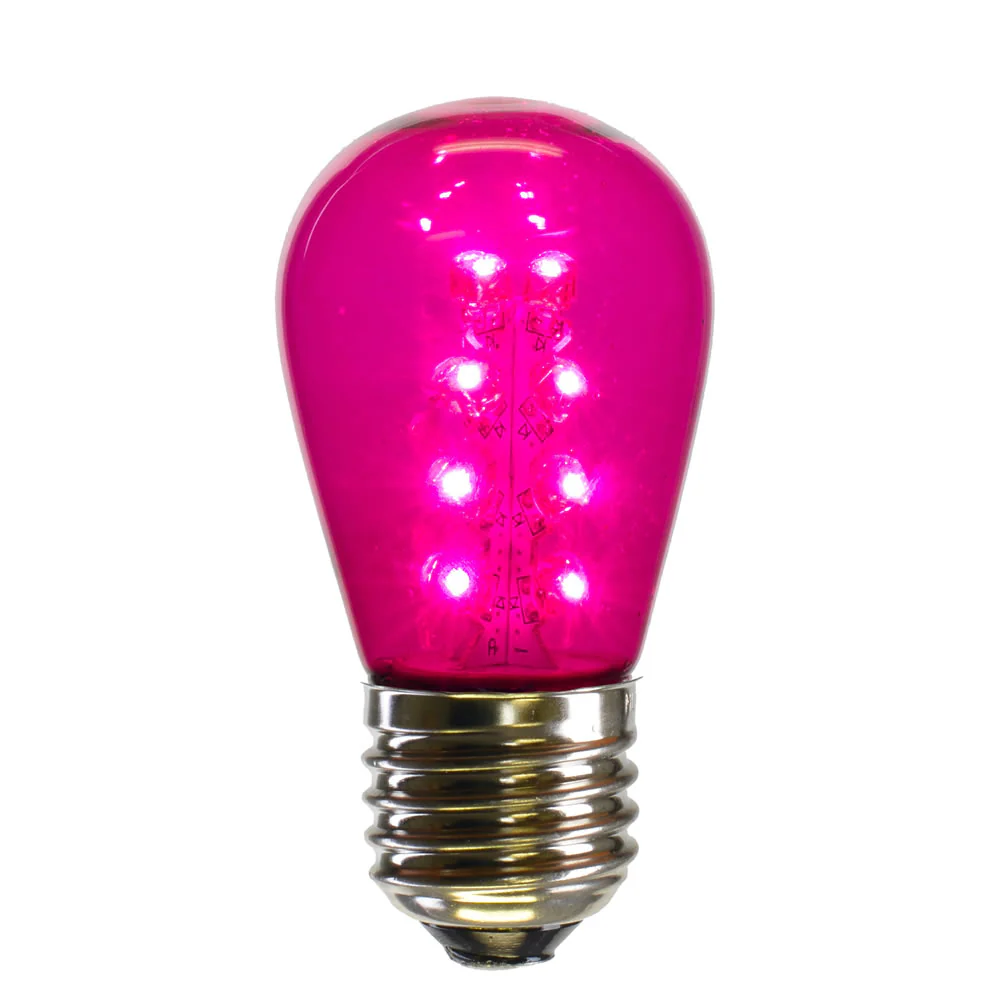 5Pk - Vickerman 1.3w 130v S14 LED Pink Transparent Plastic Christmas Light Bulb