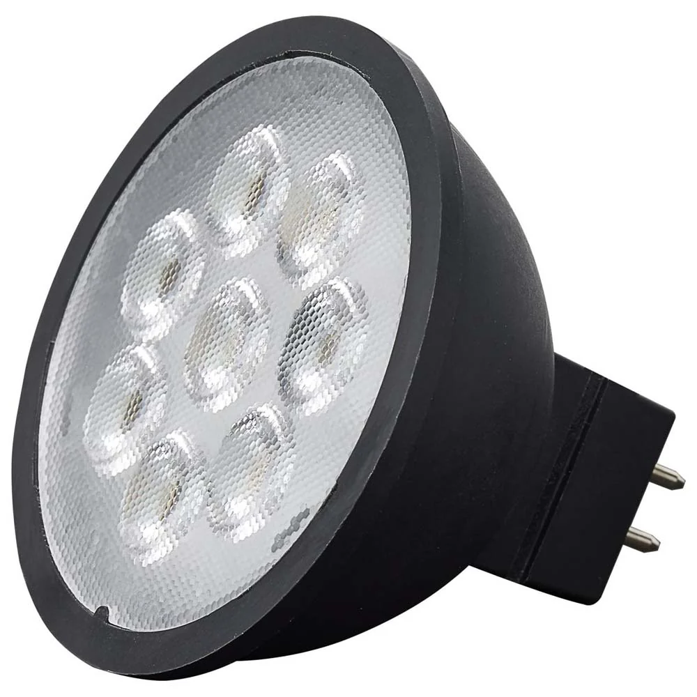 6.5W 12v MR16 LED 3000K GU5.3 Base 500LM Flood 40D Black Finish Bulb