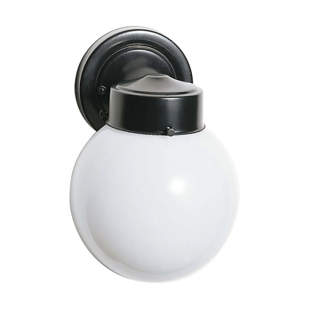 6-in Outdoor Wall w/ White Glass Black Finish