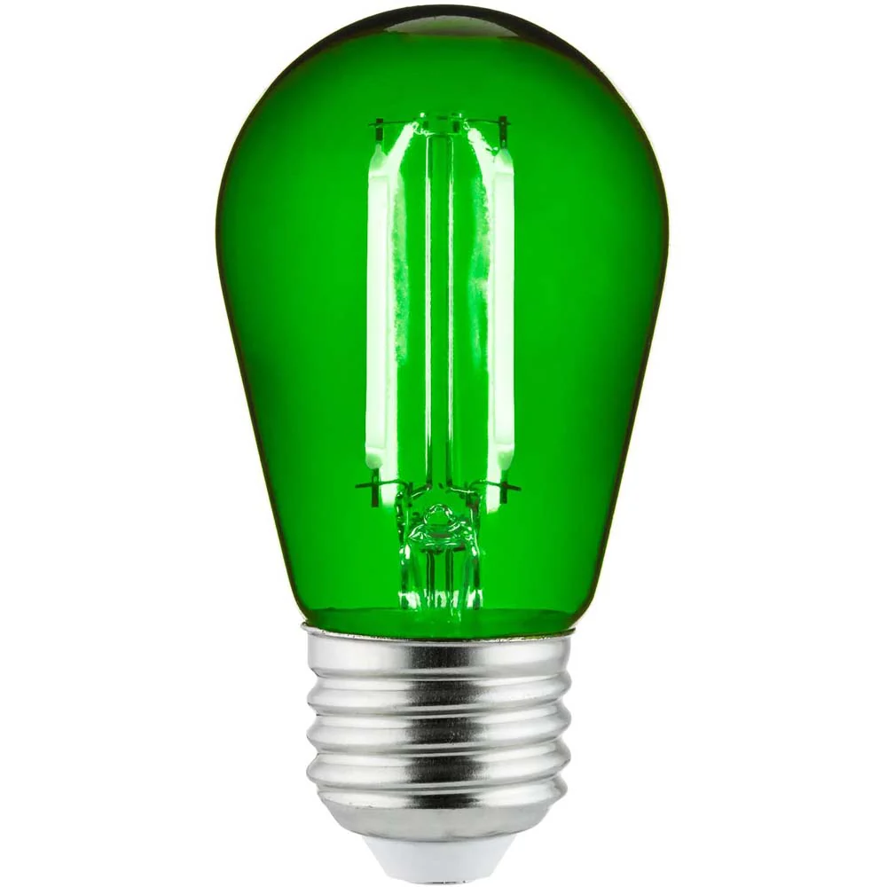 6Pk - 2 watts Green LED Filament S14 Sign Clear Dimmable Light Bulb - Image 2