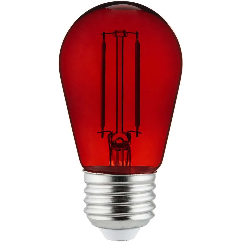 6Pk - 2 watts Red LED Filament S14 Sign Clear Dimmable Light Bulb - Image 2