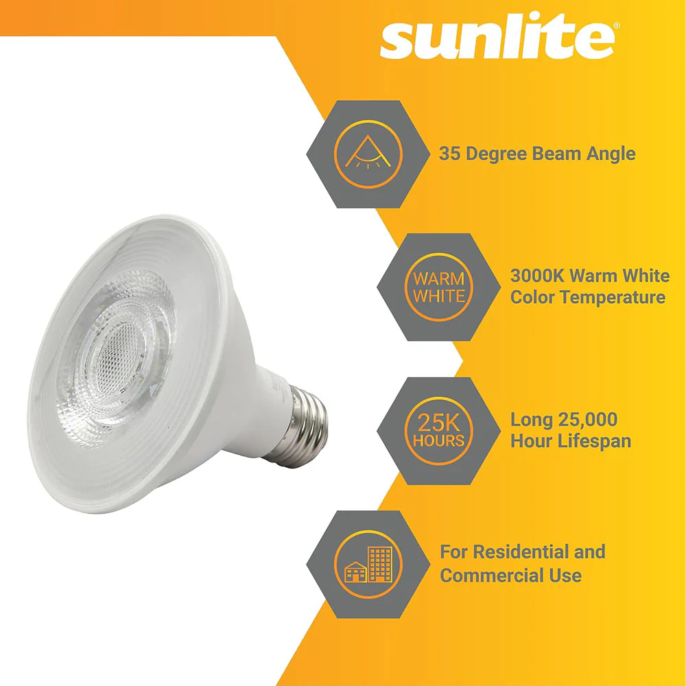 6Pk - 9w Short Neck LED PAR30 E26 Base 3000K Reflector Bulb - 75w equiv - Image 3