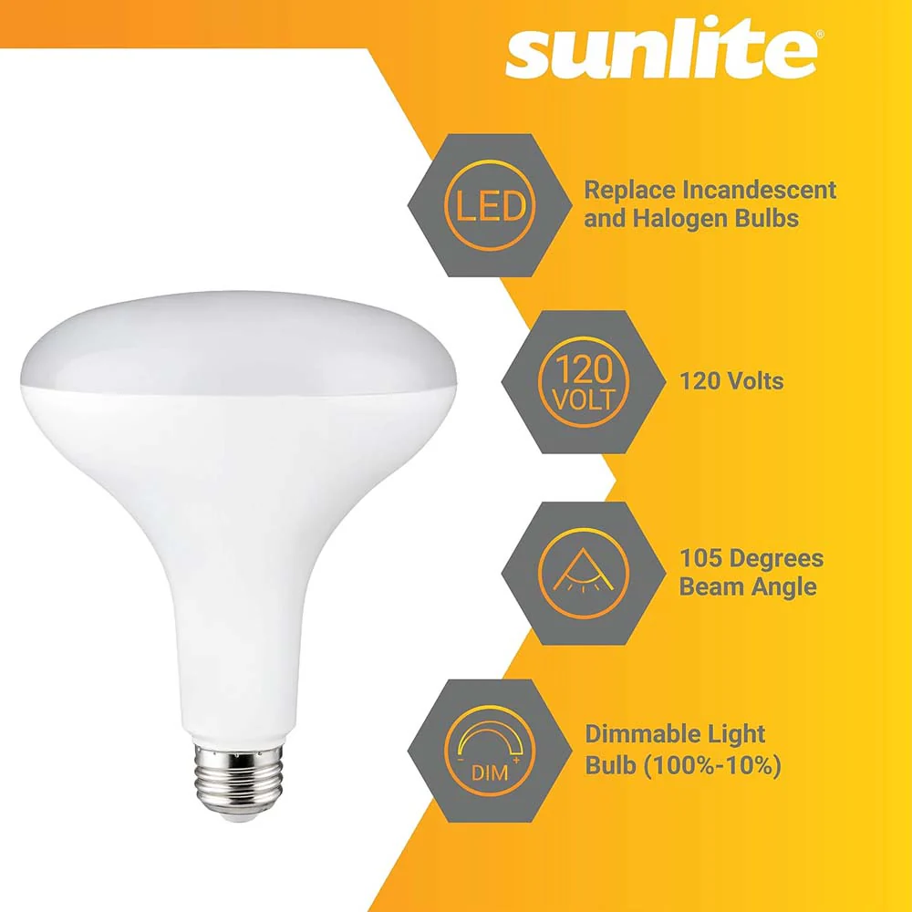 Sunlite 13w LED BR40 Reflector E26 Base Dimmable 5000K Bulb - 85w Equiv - Image 4