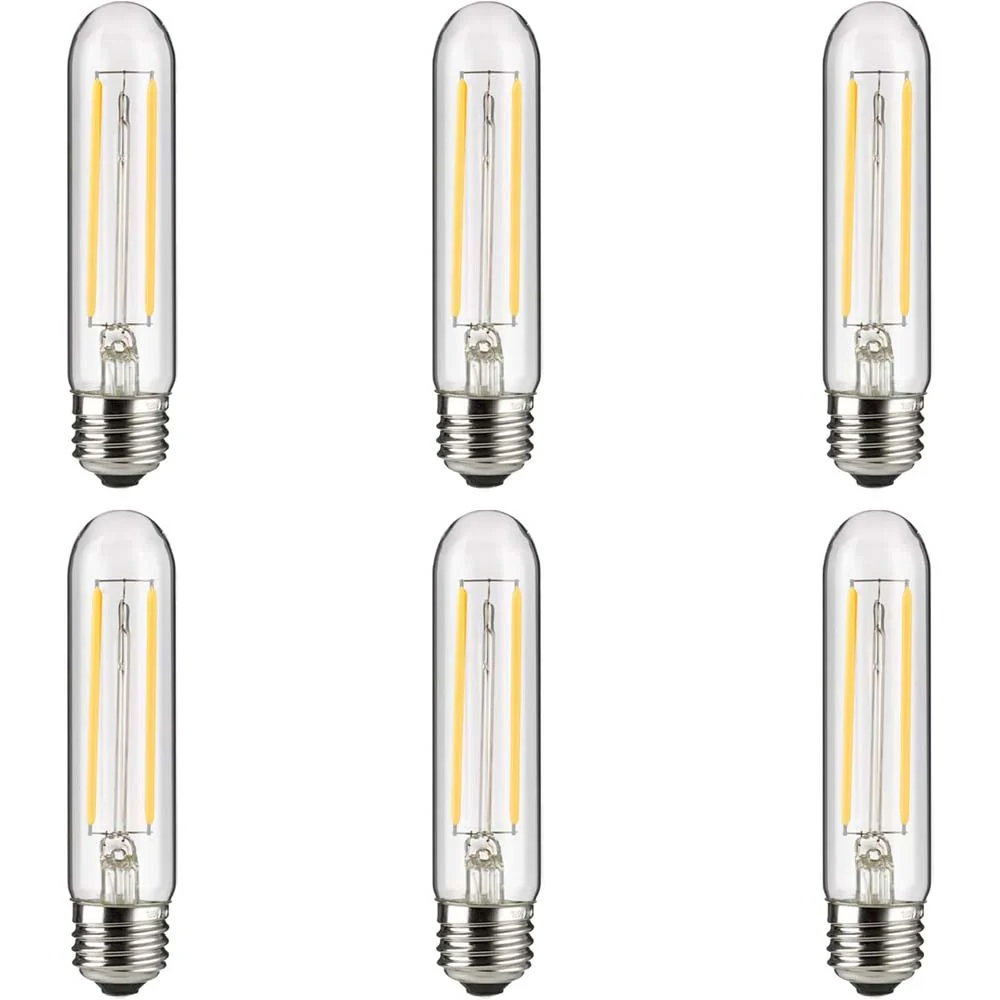 6Pk - Sunlite 2w LED Edison T10/T30 Tubular E26 3000K Bulb - 25W Equiv