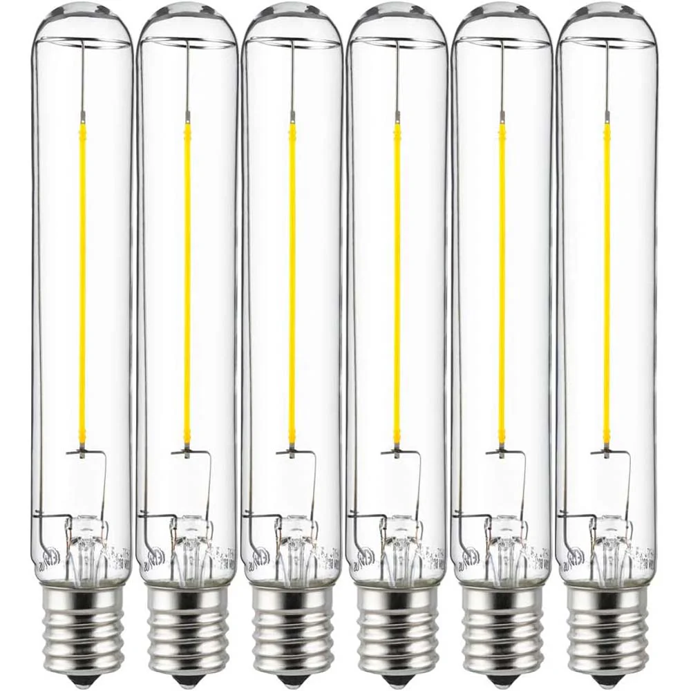 6Pk - Sunlite 2w LED Filament T6 T6.5 Tubular E17 2700K Bulb - 25W Equiv