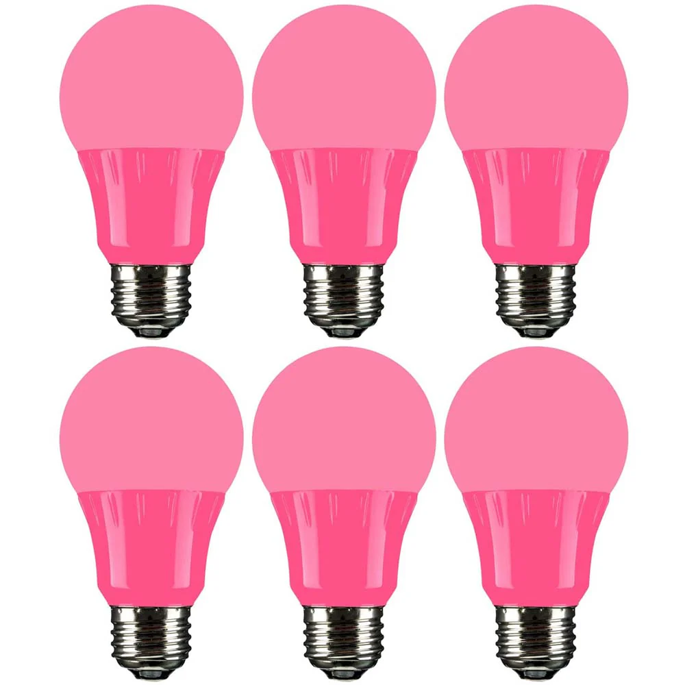 6Pk - Sunlite 4.5 Watts LED A19 Colored Red Transparent Dimmable Light Bulb