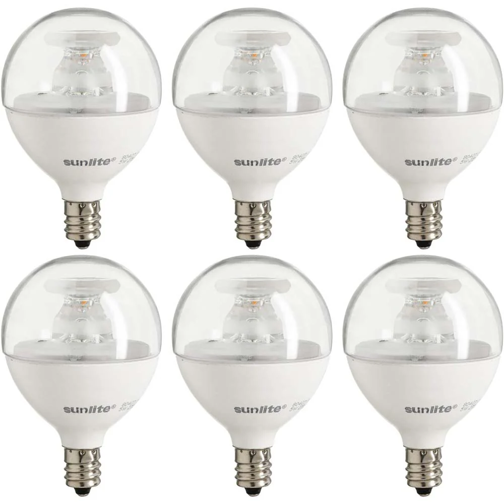 6Pk - Sunlite 5w LED G16.5 Clear E12 Base 3000K Bulb - 40W Equiv