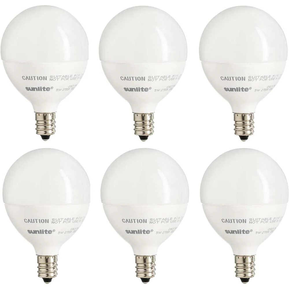 6Pk - Sunlite 5w LED G16.5 frosted E12 Base 3000K Bulb - 40W Equiv