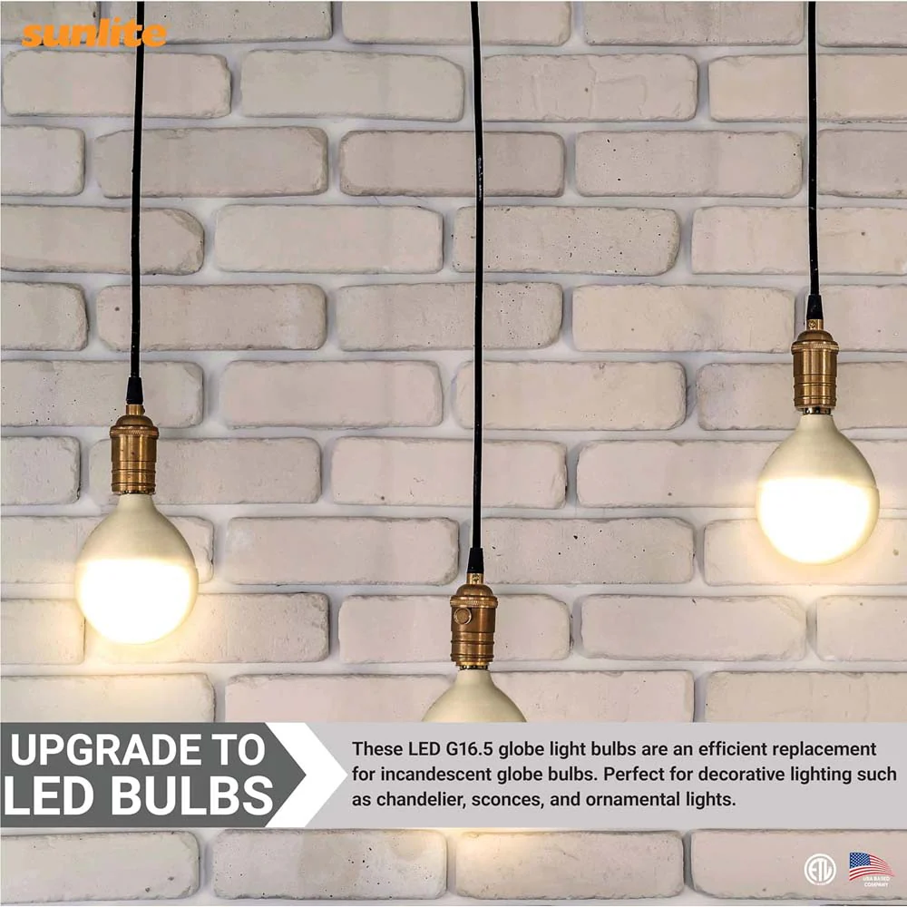 6Pk - Sunlite 5w LED G16.5 Frosted Globe E12 Base 4000K Bulb - 40W Equiv - Image 4