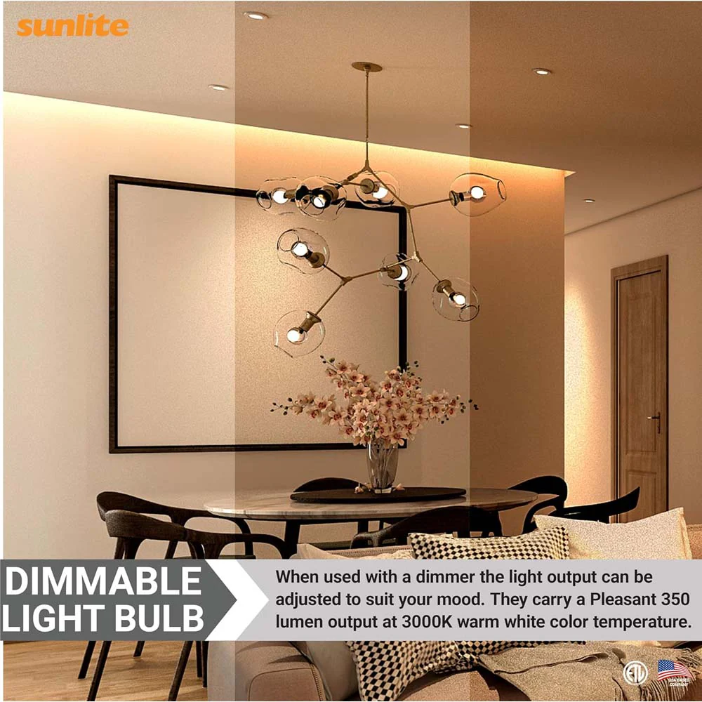 6Pk - Sunlite 5w LED G16.5 Frosted Globe E12 Base 4000K Bulb - 40W Equiv - Image 5