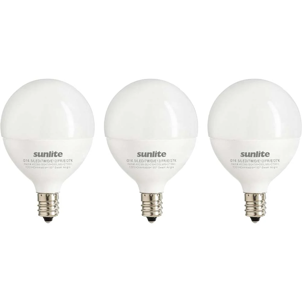 6Pk - Sunlite 5w Led G16.5 GlobeE12 Candelabra Frosted Dimmable Light Bulb