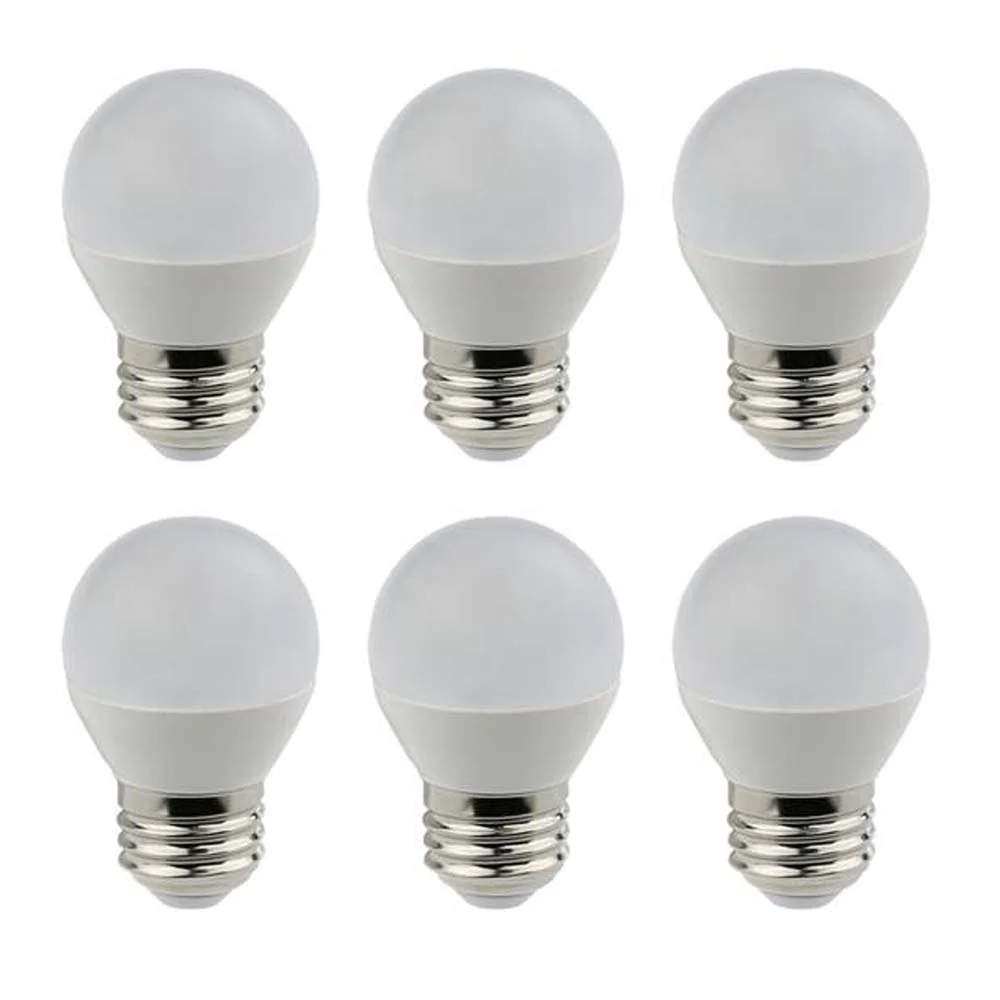 6Pk - Sunlite 5w LED G16 Frosted 120v E26 Base 3000K Natural White Bulb
