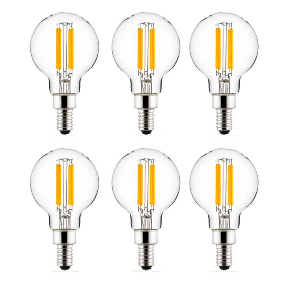 6Pk - Sunlite 6w 120v LED G16.5 Clear E12 Base 3000K Bulb - Natural White