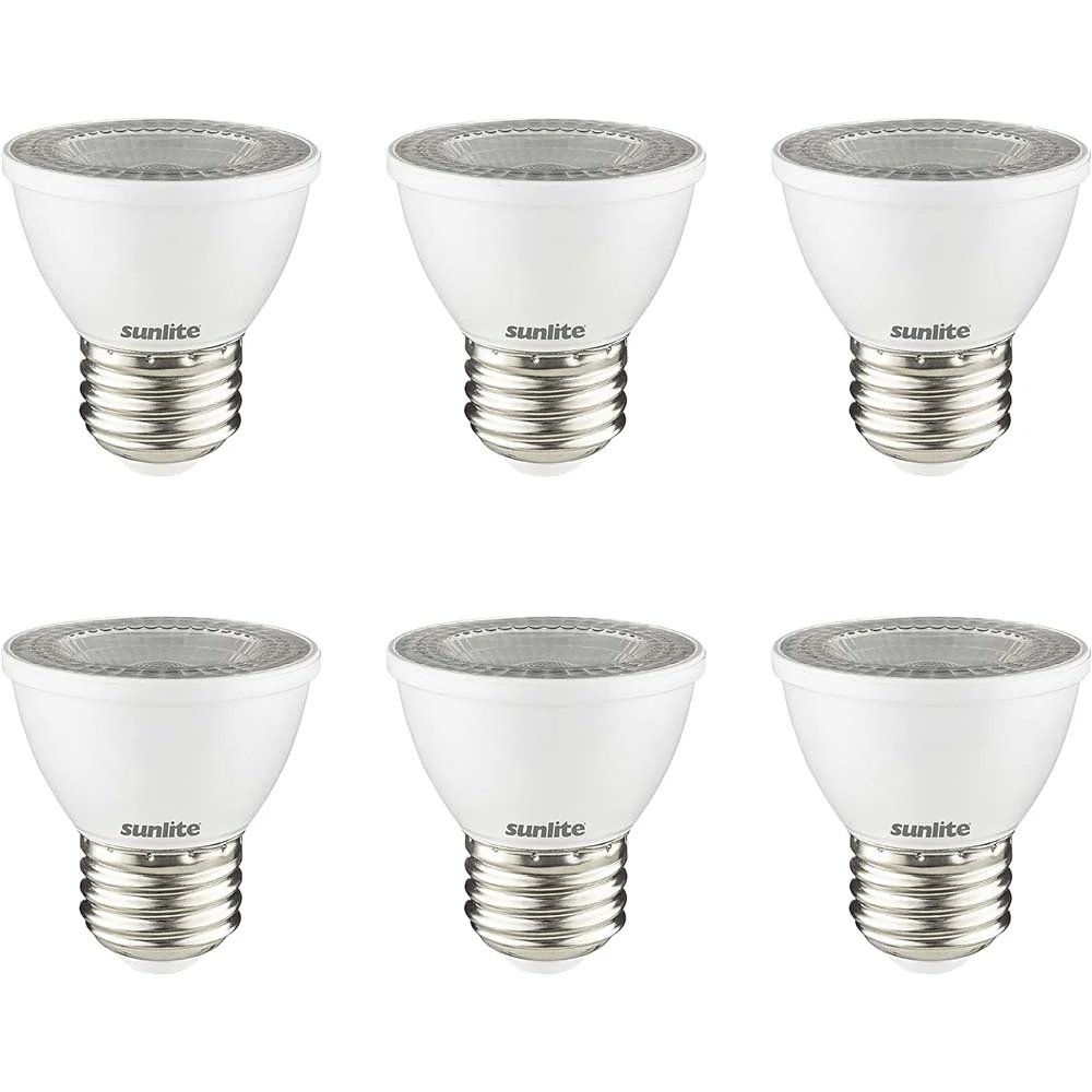 6Pk - Sunlite 7w LED PAR16 Short Neck E26 Base 3000K Bulb - 60W Equiv