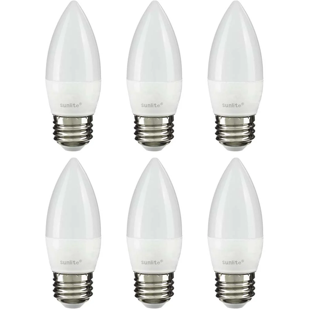 6Pk - Sunlite 7w LED Torpedo Tip B11 Chandelier E26 2700K Bulb - 60W Equiv