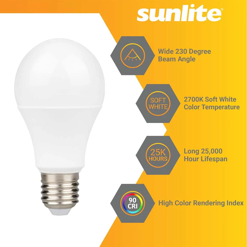 Sunlite 9w LED A19 Dimmable 2700K Soft White Bulb - 60W Equiv - Image 3