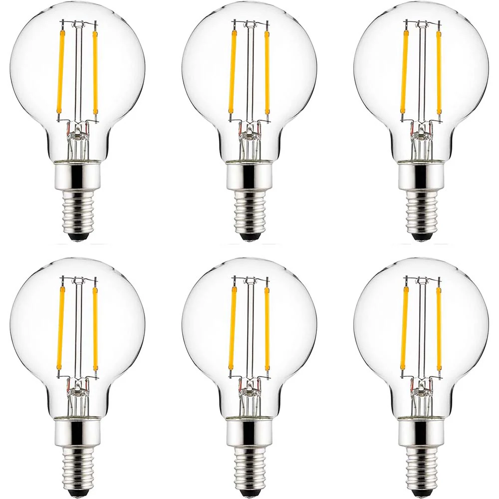 6Pk - Sunlite LED 2.5w G16.5 Globe E12 Base 5000K Bulb - 25W Equiv