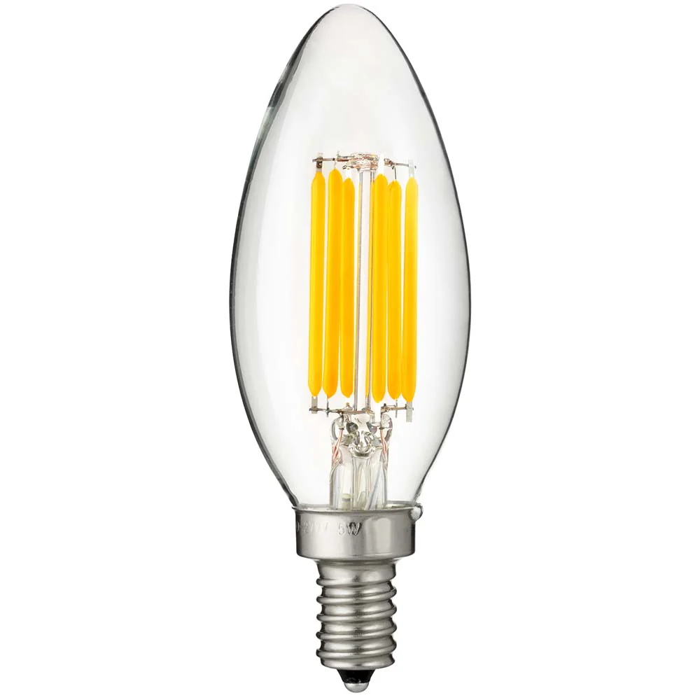 6PK - Sunlite LED 5W 220-277v 2700k E12 Candelabra Screw Bulb