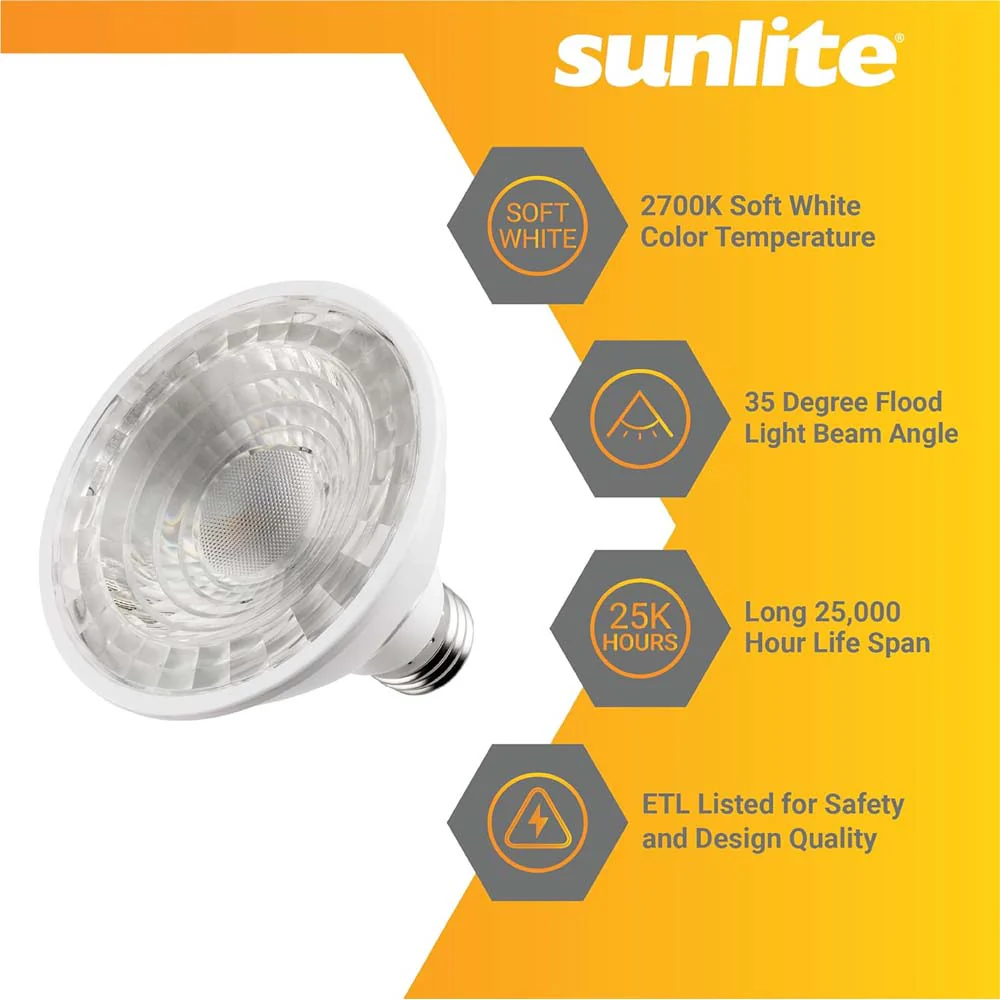6Pk - Sunlite LED Par30 Short Neck Dimmable 3000K Warm White Bulb - Image 3