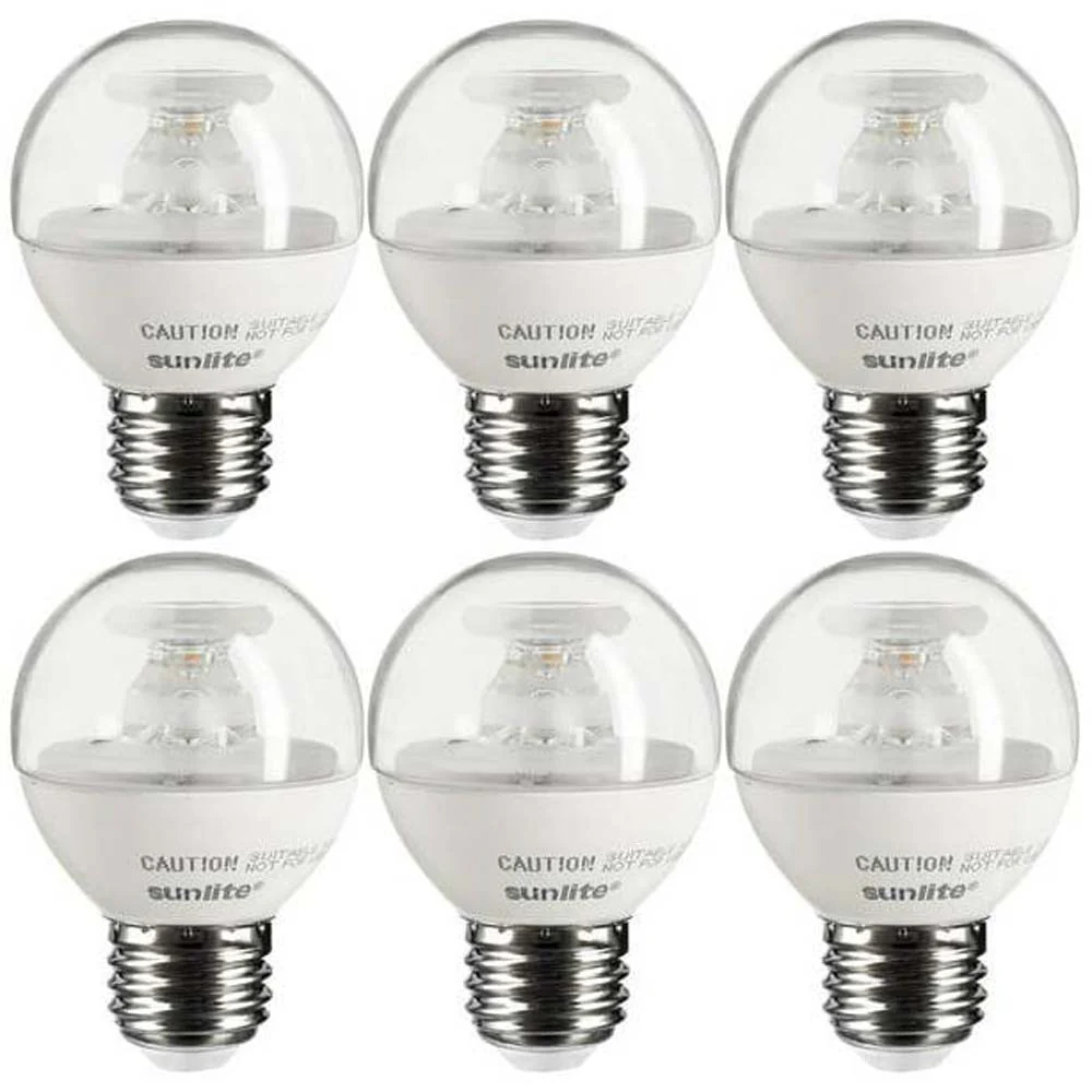 6Pk - Sunlite7w LED G16 Clear 120v E26 Base 4000K Cool White Bulb