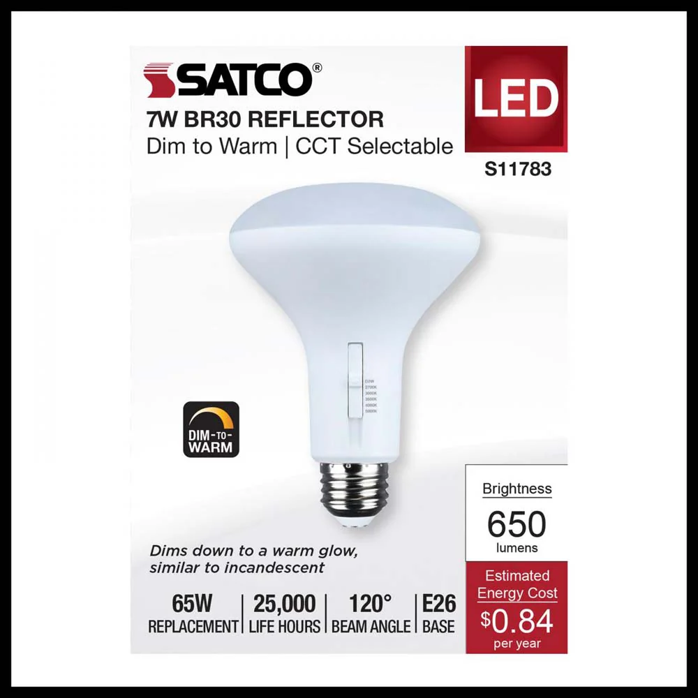 7w BR30 LED Reflector Bulb CCT Selectable Warm White to Natural Light 120v - Image 2