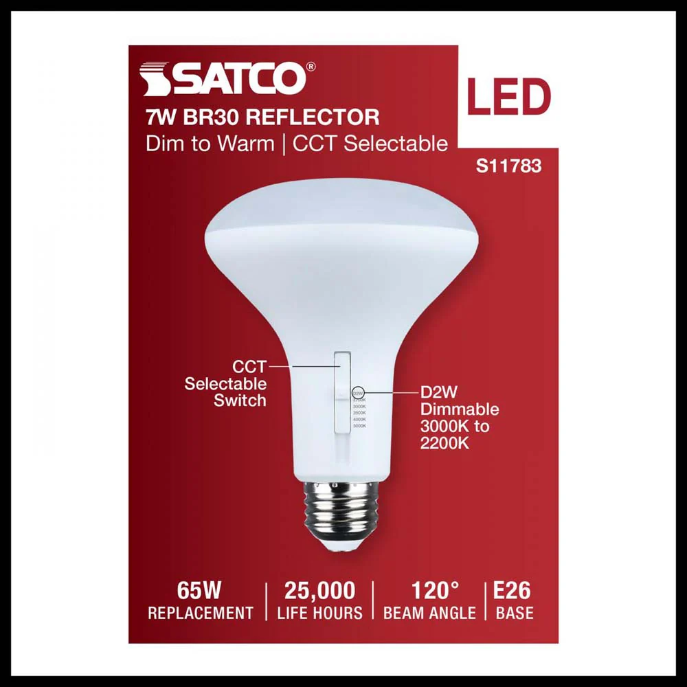 7w BR30 LED Reflector Bulb CCT Selectable Warm White to Natural Light 120v - Image 3