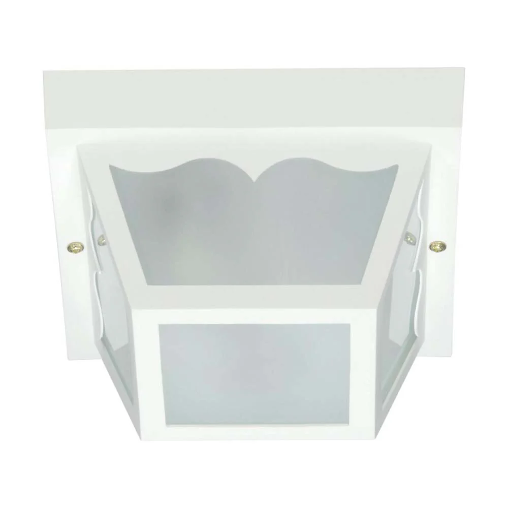8-in Carport Flush Mount w/ Frosted Acrylic Panels White Finish