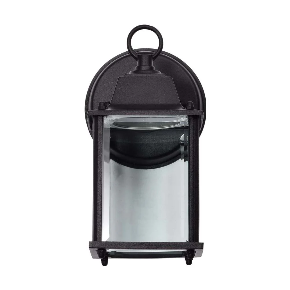 8w 3000K LED Cube Lantern Black Finish Clear Beveled Glass