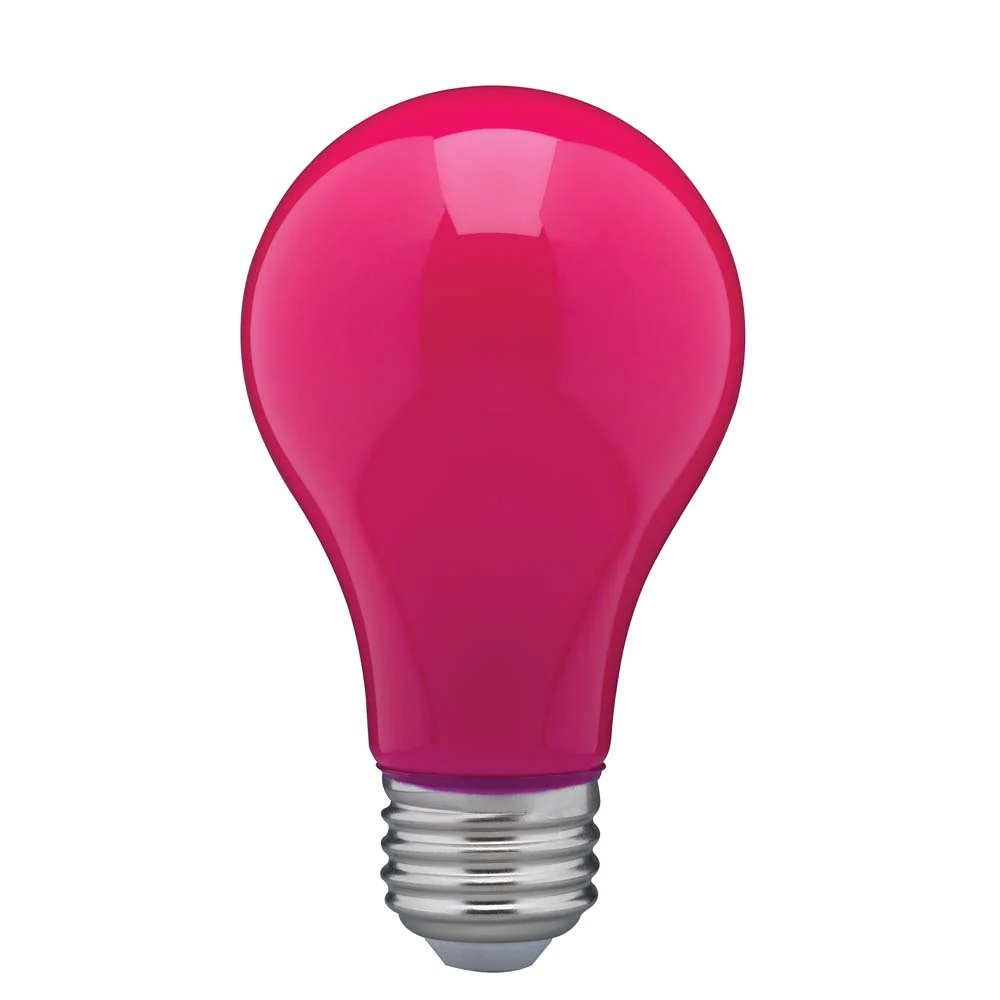 8W A19 LED Ceramic Pink Medium base 360 deg. beam spread 120V