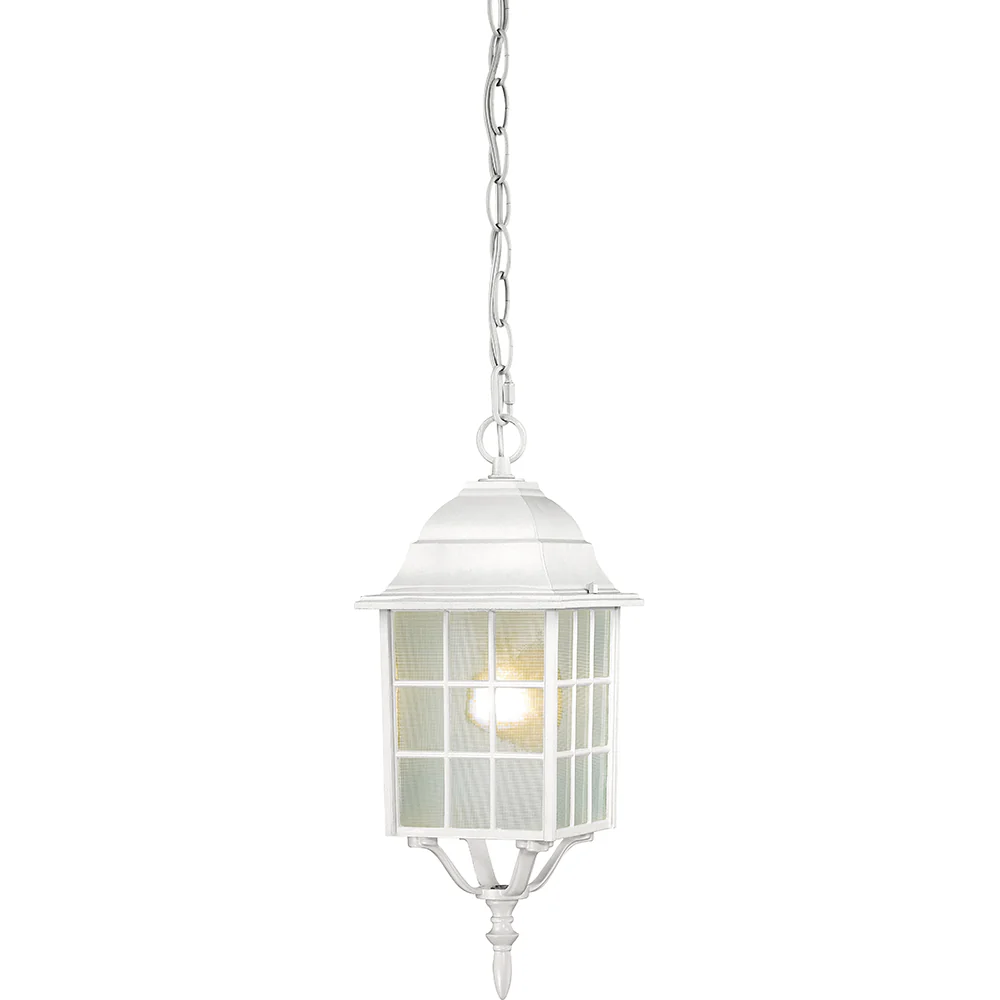 Nuvo Adams 1-Light 16" Hanging Light w/ Frosted Glass in White Finish