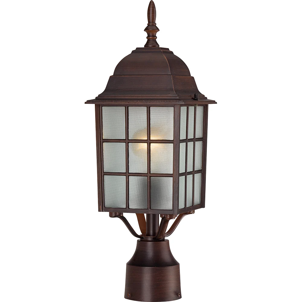 Nuvo Adams 1-Light 17" Lamp Post Light w/ Frosted Glass in Rustic Bronze