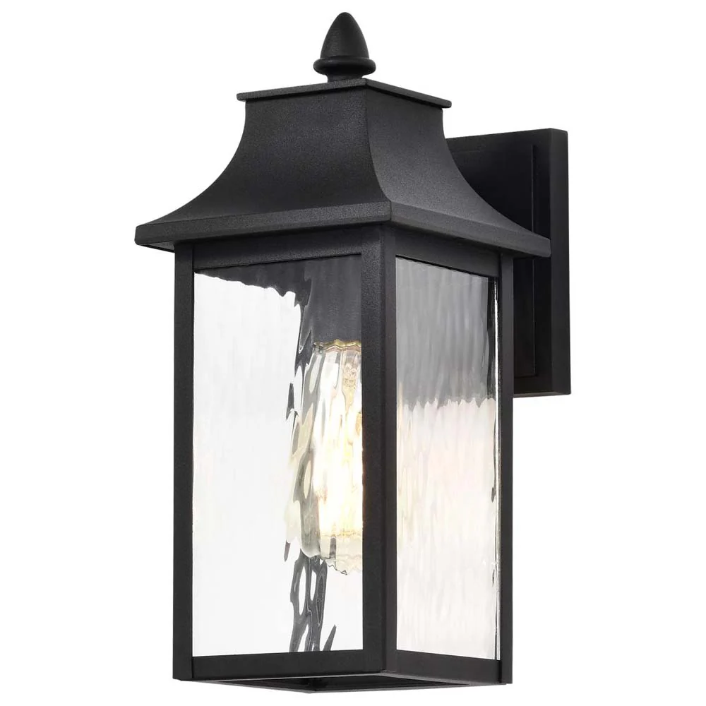 Austen Outdoor 13-in Small Wall Light Matte Black Finish w/ Clear Water Glass