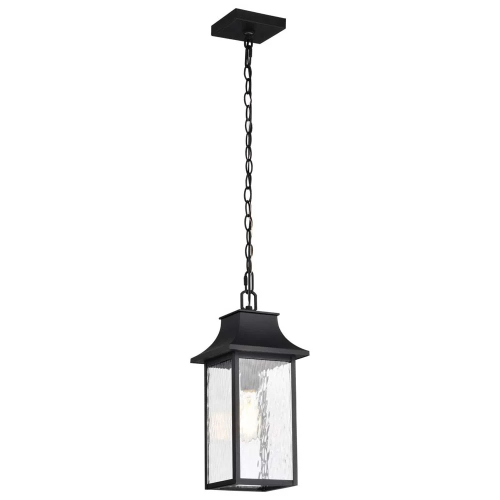 Austen Outdoor 17-in Hanging Light Matte Black Finish w/ Clear Water Glass