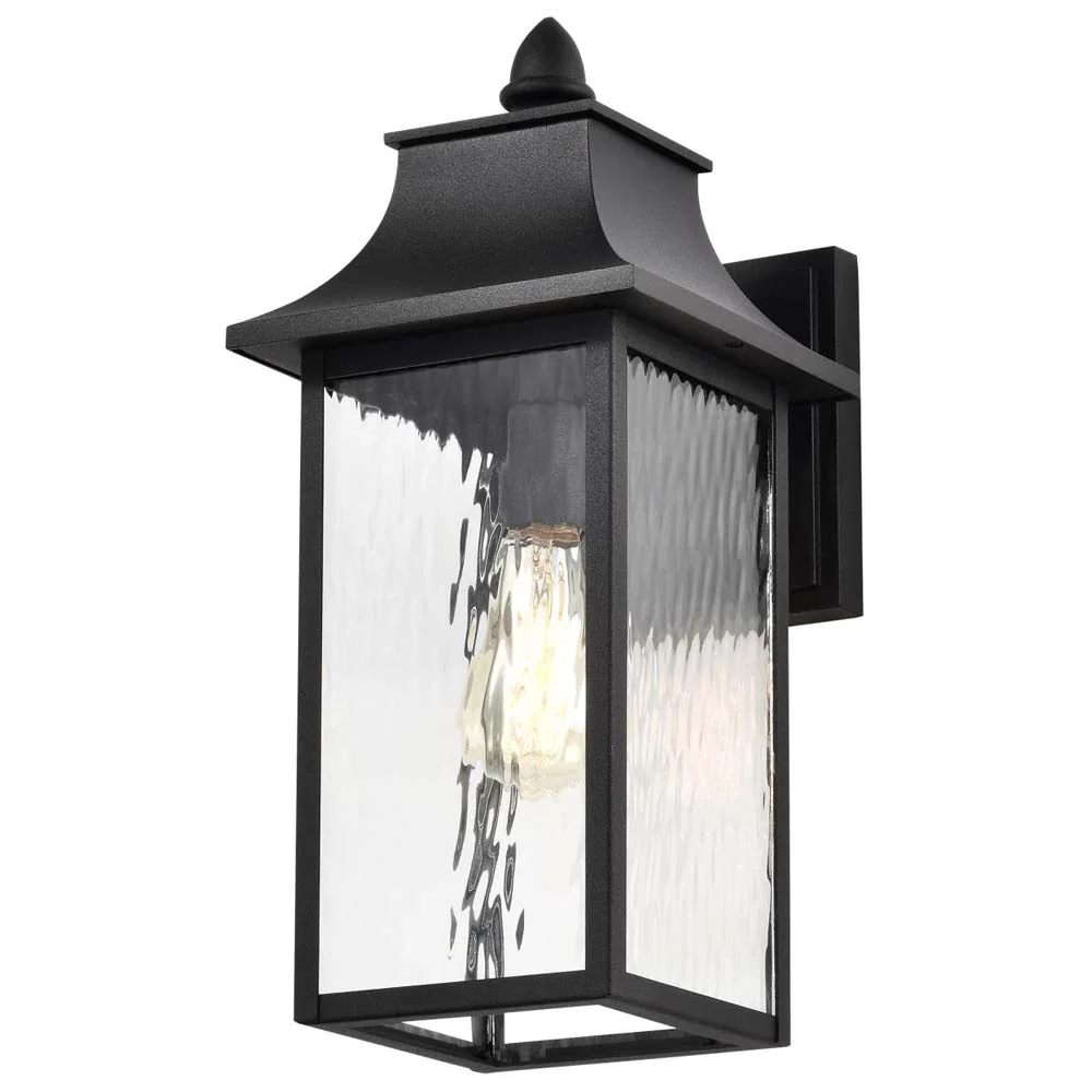 Austen Outdoor 17-in Large Wall Light Matte Black Finish w/ Clear Water Glass