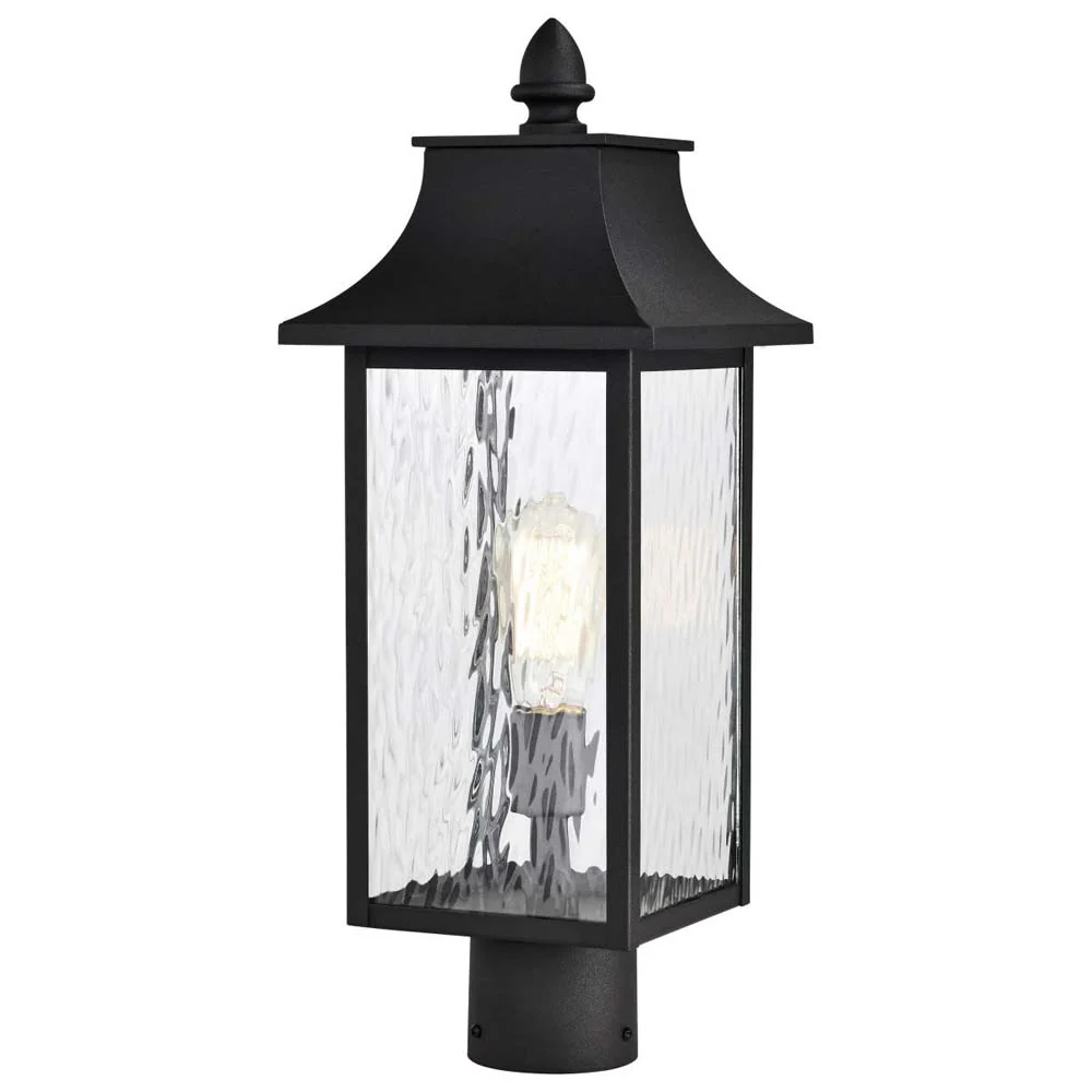 Austen Outdoor 20-in Post Light Lantern Matte Black Finish w/ Clear Water Glass