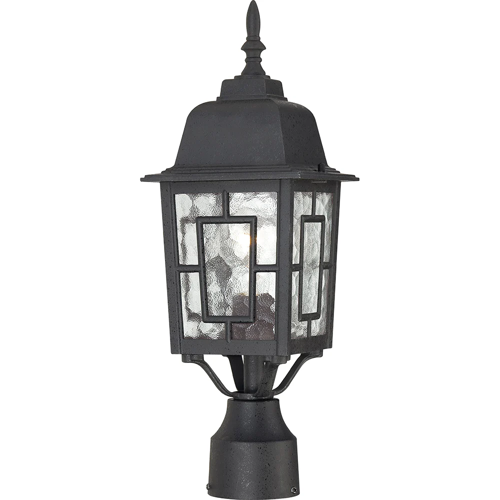 Nuvo Banyan 1-Light 17" Post Light w/ Clear water Glass in Textured Black