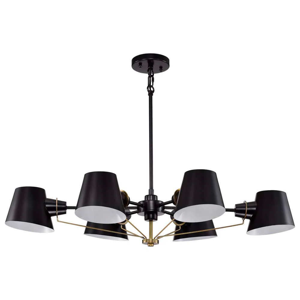 Baxter 6-Light Oval Chandelier Black with Burnished Brass