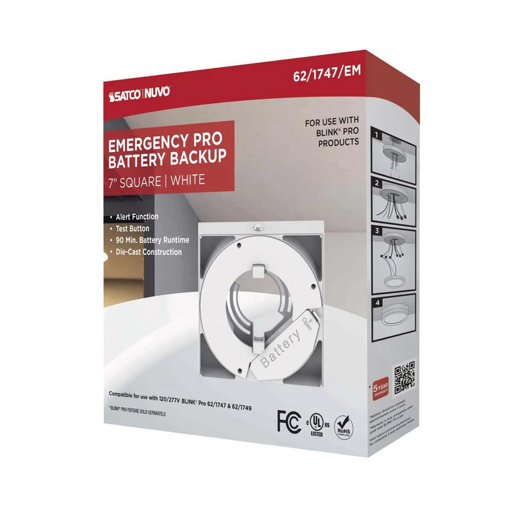 Blink Pro Emergency Battery Backup 7-in Square Shape White Finish - Image 6