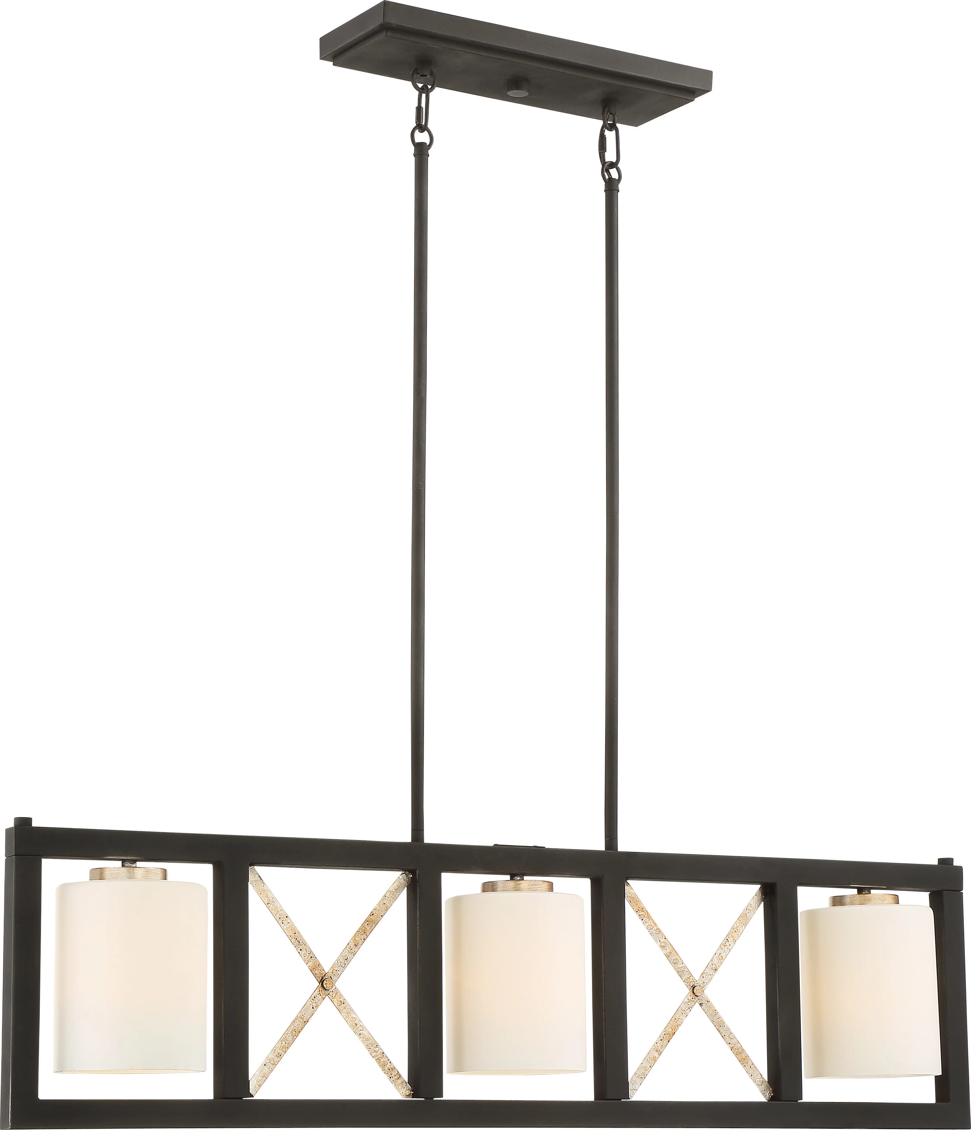 Boxer 3-Light Island Pendant in Matte Black / Antique Silver Accents Finish