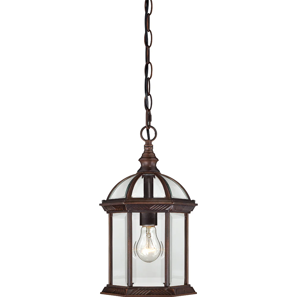Nuvo Boxwood 1-Light 14" Outdoor Hanging Light w/ Clear Glass in Rustic Bronze