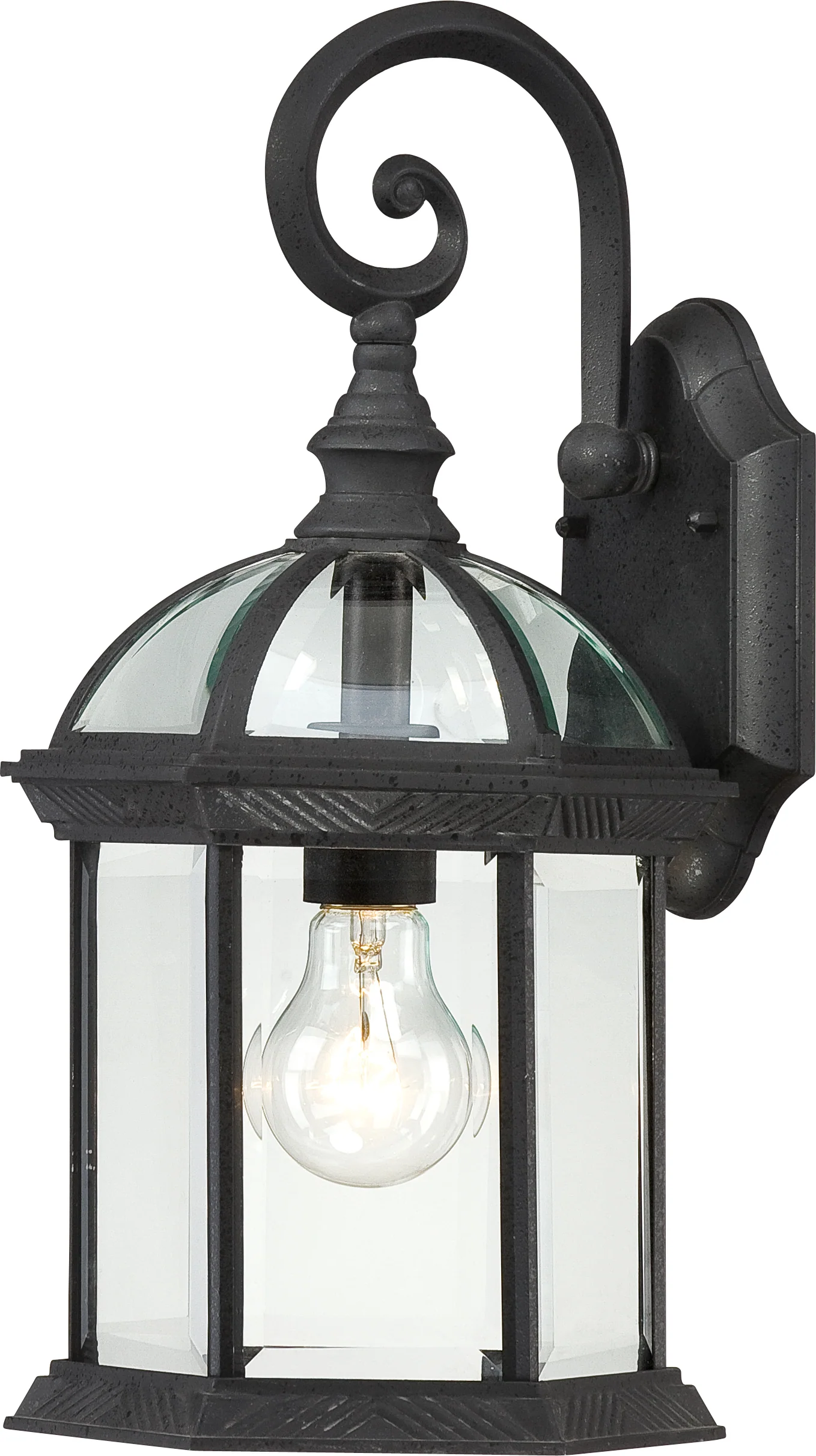Nuvo Boxwood 1-Light 15" Outdoor Wall Light w/ Clear Glass in Textured Black