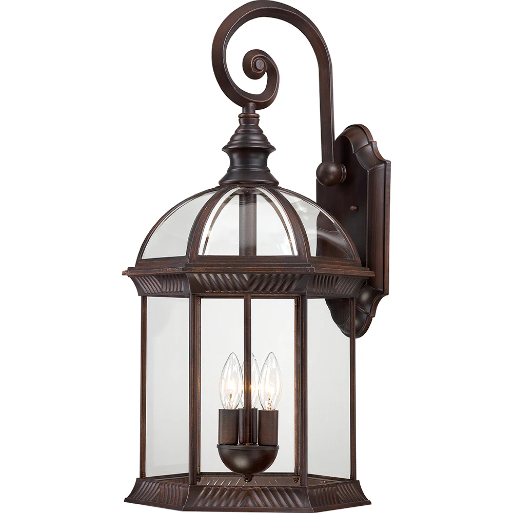 Nuvo Boxwood 3-Light 26" Outdoor Wall Light w/ Clear Glass in Rustic Bronze